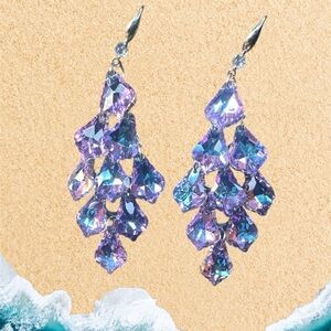 Elegant Purple and Blue Crystal Earrings